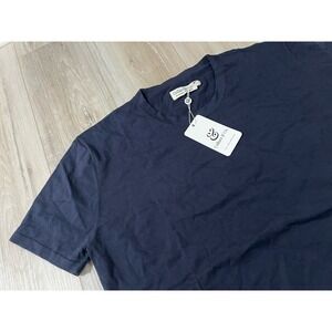 Collars & Co. Mens Crew Neck Premium Cotton Silk Blend Navy Blue T-Shirt 2XL